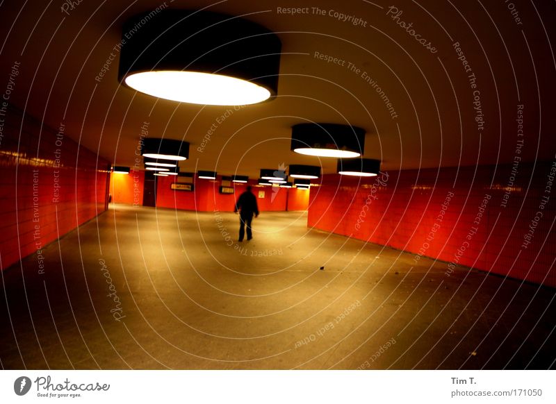 orange Colour photo Interior shot Night Artificial light Light Shadow Silhouette Human being Masculine Adults 1 Berlin Town Capital city Lanes & trails