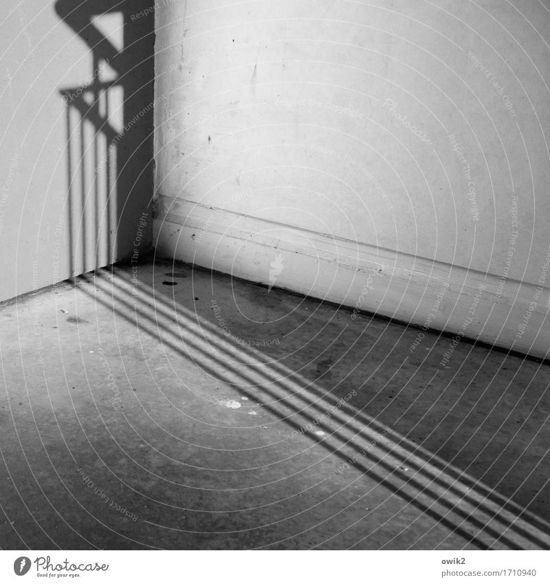 Blind spot Wall (barrier) Wall (building) Banister Concrete Sharp-edged Simple Gloomy Shadow Black & white photo Exterior shot Detail Abstract