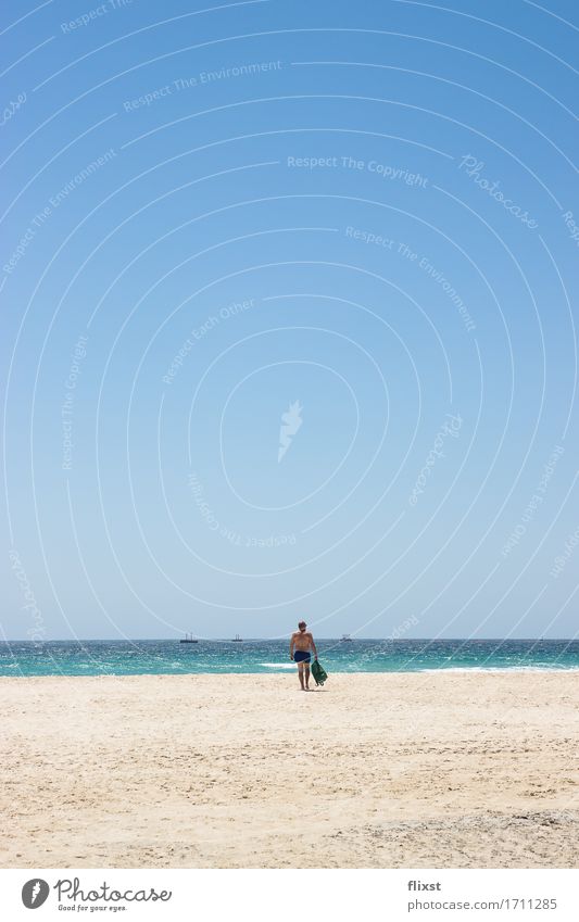 TARIFA | 1 Masculine Man Adults Human being Nature Sand Water Cloudless sky Summer Beautiful weather Ocean Relaxation Going Vacation & Travel Contentment