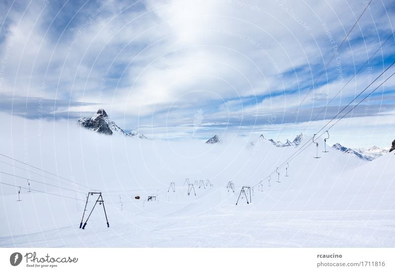 High altitude slopes and ski-lifts Zermatt Switzerland Vacation & Travel Tourism Winter Snow Mountain Sports Skiing Nature Landscape Alps Ski lift White