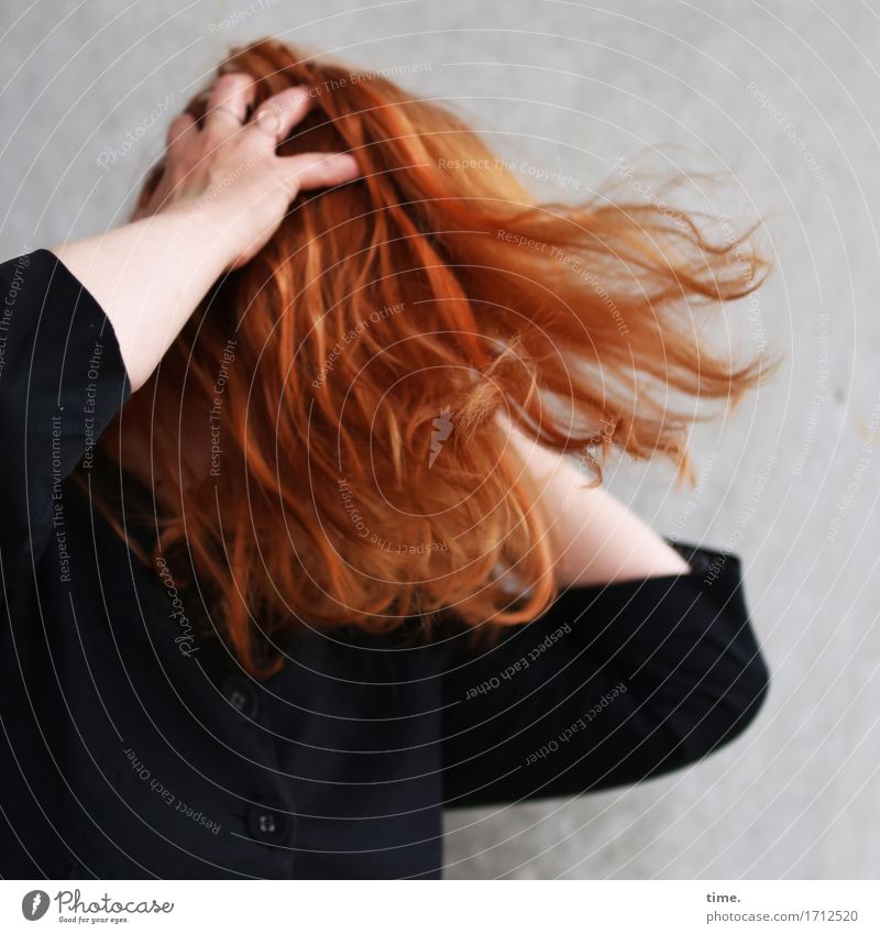 . Feminine 1 Human being Jacket Red-haired Long-haired Movement Illuminate Aggression Rebellious Crazy Wild Joie de vivre (Vitality) Euphoria Willpower Brave