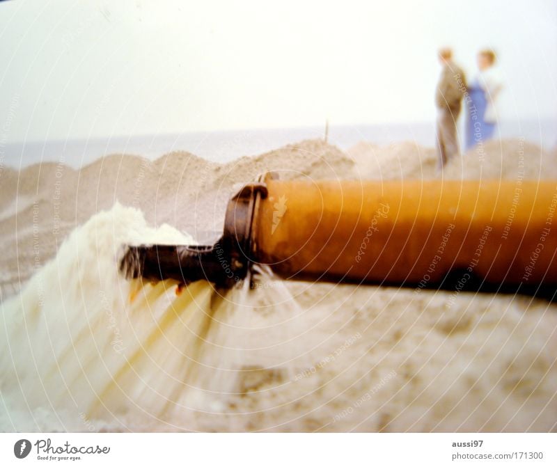 Father, what kind of a time is this? Colour photo Exterior shot Copy Space bottom Blur Looking away Human being Couple 2 Environment Landscape Sand