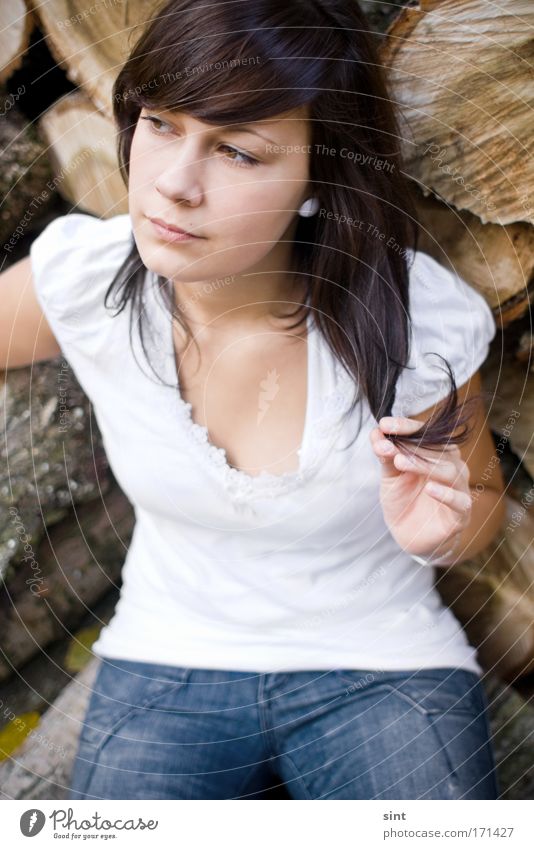 wood fairy Colour photo Exterior shot Day Shallow depth of field Portrait photograph Upper body Looking away Elegant Style Beautiful Human being Feminine