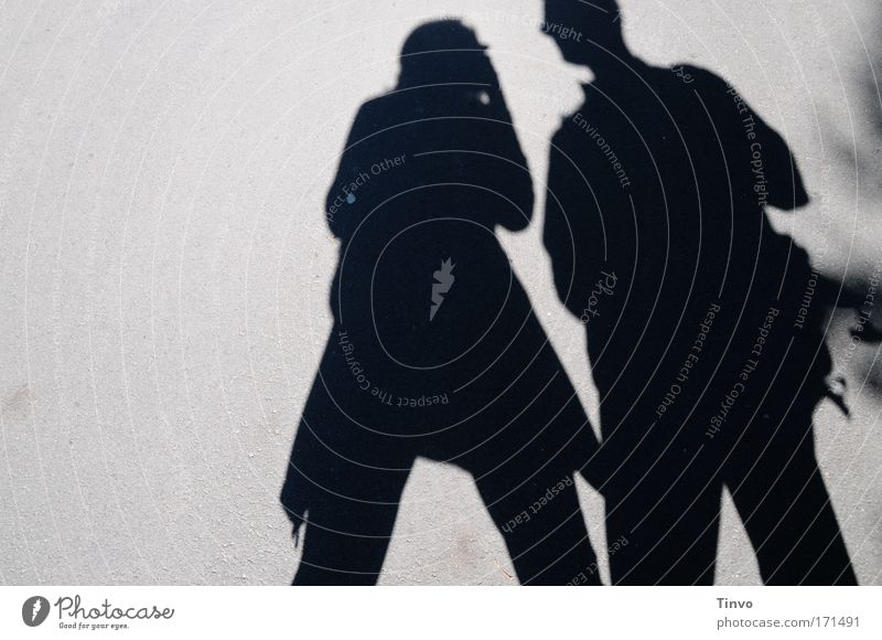 shadow talk Colour photo Subdued colour Exterior shot Copy Space left Evening Light Shadow Contrast Silhouette Human being Woman Adults Man Couple 2 Communicate