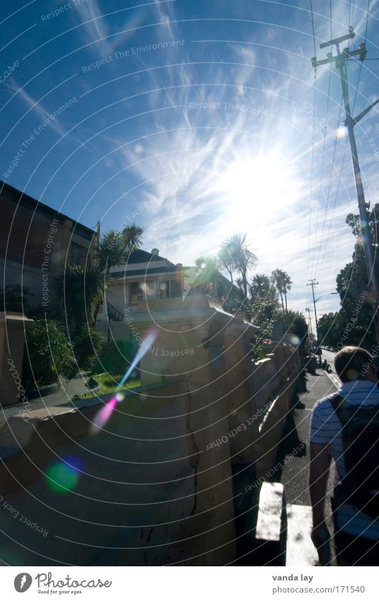 Robbed Colour photo Multicoloured Day Light Shadow Contrast Silhouette Reflection Light (Natural Phenomenon) Sunlight Sunbeam Back-light Human being 1 Sky