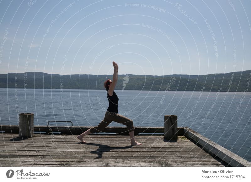 yoga Sports Fitness Sports Training Yoga Nature Landscape Lakeside Free Athletic Canada Woman Girl Healthy salubriously Life Lifestyle Colour photo