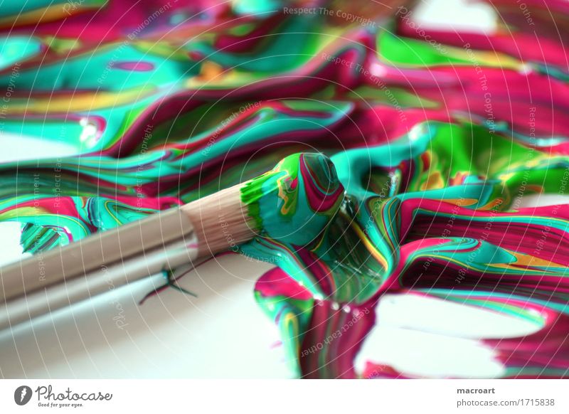 art Art Painting (action, artwork) Paintbrush Acrylic paint Colour Mix Mixture Multicoloured Close-up Detail