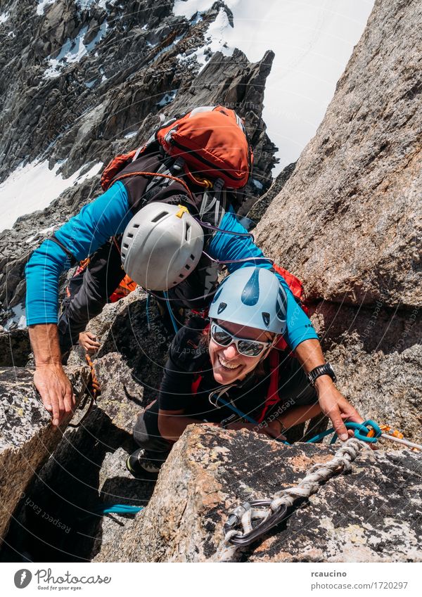 Climbers at the top of the mountain. Mont Blanc, Chamonix Lifestyle Joy Happy Beautiful Vacation & Travel Adventure Freedom Expedition Winter Snow Mountain