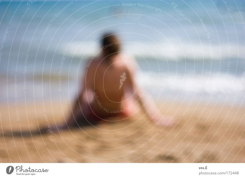 holiday, blurred Colour photo Copy Space left Copy Space right Copy Space bottom Day Blur Upper body Rear view Beautiful Wellness Well-being Relaxation