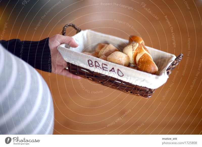 Bread for the (new) world Food Dough Baked goods Roll Croissant Nutrition Breakfast Basket Bread basket Living or residing Feminine Young woman