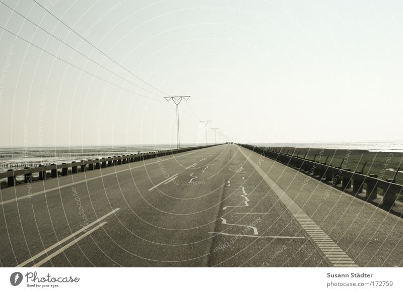 Highway to Rømø Subdued colour Exterior shot Deserted Copy Space left Copy Space right Copy Space top Day Shadow Contrast Tourism Trip Far-off places Expedition