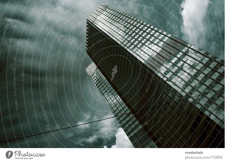 For stock market speculation, February is one of the... Subdued colour Exterior shot Deserted Copy Space left Worm's-eye view Frankfurt Town High-rise