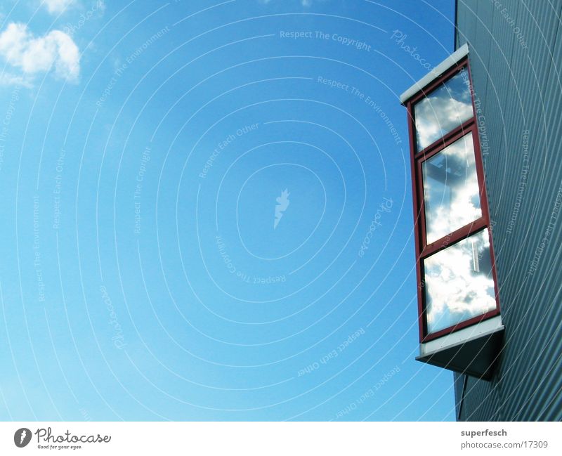 glazier's oriel Tin Oriel Reflection Glittering Architecture Glass Sky Blue Free