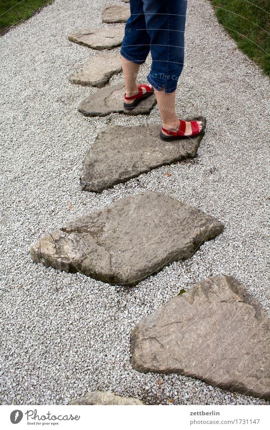 stand Balance Legs Feet Garden Walking Nature Park Lanes & trails Sidewalk Footpath Summer Sun Copy Space Vacation & Travel Plant Caution Growth Gravel Stone