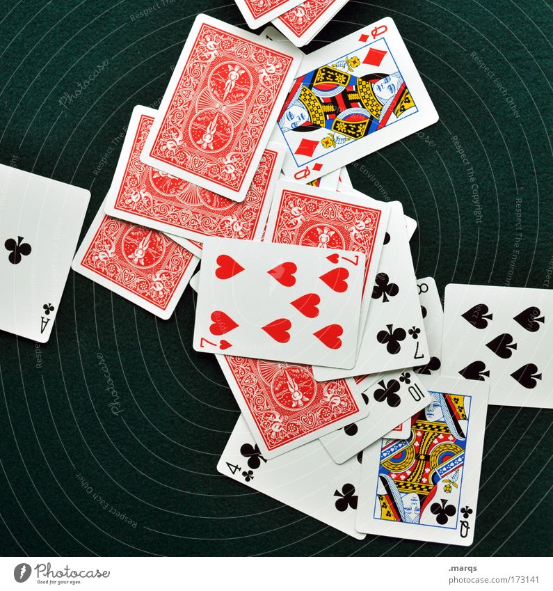 The game is over. Colour photo Multicoloured Bird's-eye view Lifestyle Joy Happy Playing Game of cards Poker Game of chance Success Attentive Fair Avaricious