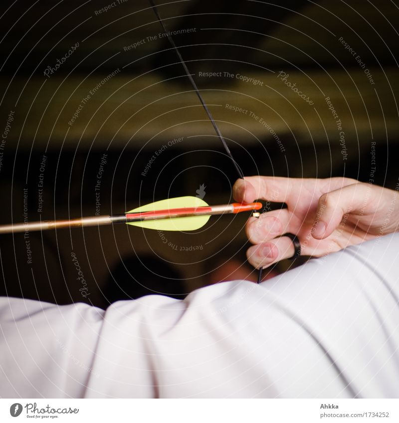 Aim Fitness Playing Hunting Wedding Masculine Hand Fingers 1 Human being Ring Ring finger Arrow To hold on Fight Success Fresh White Accuracy Speed Perspective