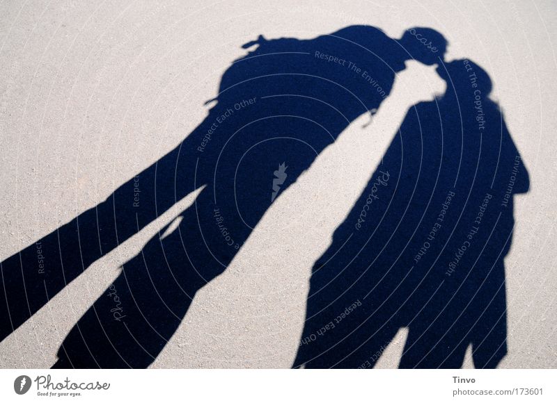 wish you were here Subdued colour Exterior shot Day Light Shadow Contrast Silhouette Human being Woman Adults Man 2 Kissing Happy Trust Warm-heartedness