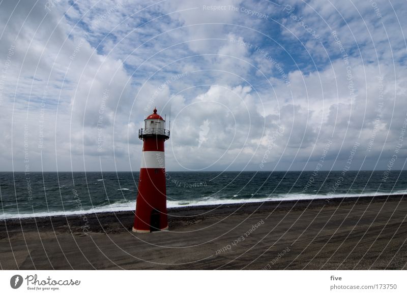 westkapelle_zeeland Colour photo Exterior shot Copy Space right Day Contrast Bird's-eye view Wide angle Nature Landscape Elements Earth Water Sky Clouds Horizon