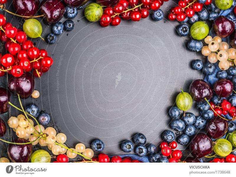 Selection of summer berries on blackboard background Food Fruit Nutrition Organic produce Vegetarian diet Diet Juice Style Design Healthy Healthy Eating Life