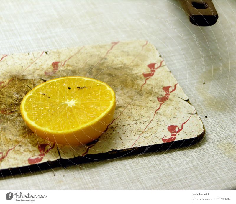 Decoy in the kitchen Food Fruit Lemon Living or residing Kitchen Dirty Disgust Fresh Trashy Yellow Whimsical Second-hand Cut Slice Fruity Mat Unhygienic