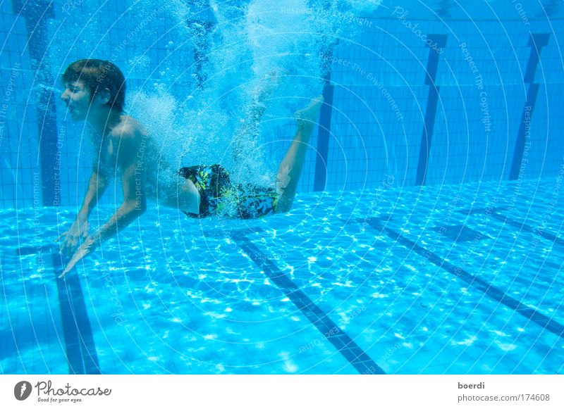 upswing Colour photo Underwater photo Day Sunlight Deep depth of field Long shot Full-length Closed eyes Swimming & Bathing Leisure and hobbies