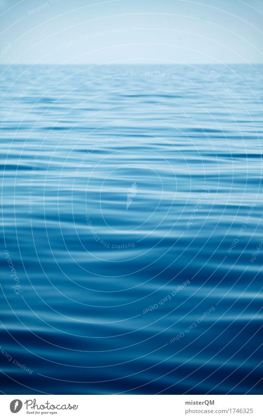 Long blue. Art Esthetic Ocean Symmetry Surface of water Sea water Strait Horizon Marine research Blue Soft Summer Beautiful weather Sea level Water Colour photo