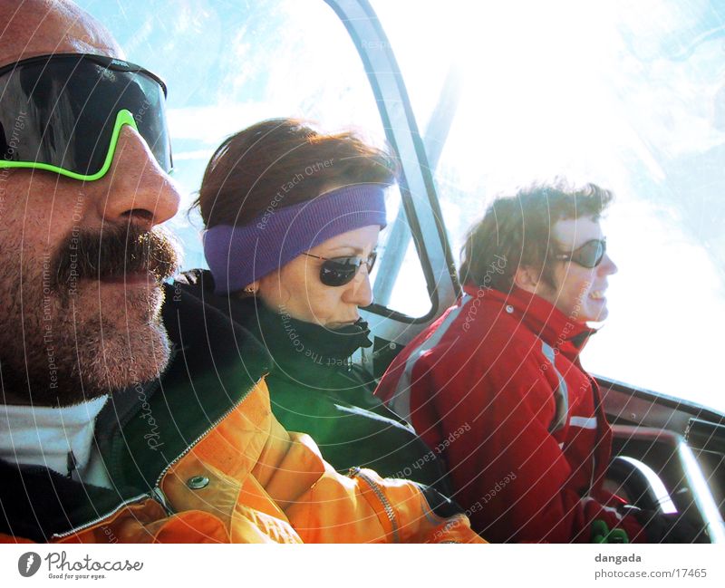 just cool 2 Winter vacation Sunglasses Facial hair Chair lift Silhouette Headband Group Cool (slang) Profile