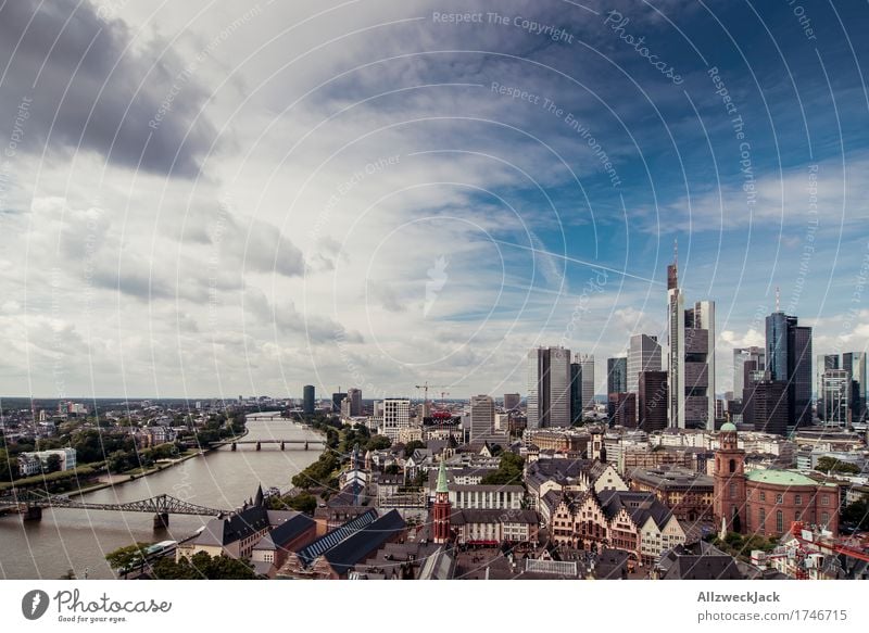 Frankfurt Skyline 2 Clouds Summer Hesse Town Downtown Old town High-rise Bank building Tourist Attraction Esthetic Famousness Tall Main station district