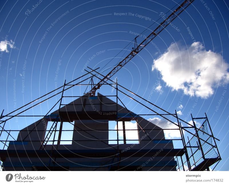 We build_5 Colour photo Exterior shot Copy Space top Evening Shadow Contrast Silhouette Worm's-eye view Village House (Residential Structure) Detached house