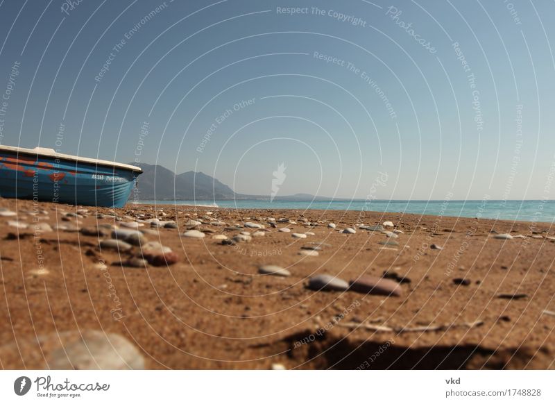 Boat Sand Sea Landscape Water Summer Coast Beach Ocean Horizon Vacation & Travel Calm Environment Colour photo Exterior shot Deserted Day Worm's-eye view