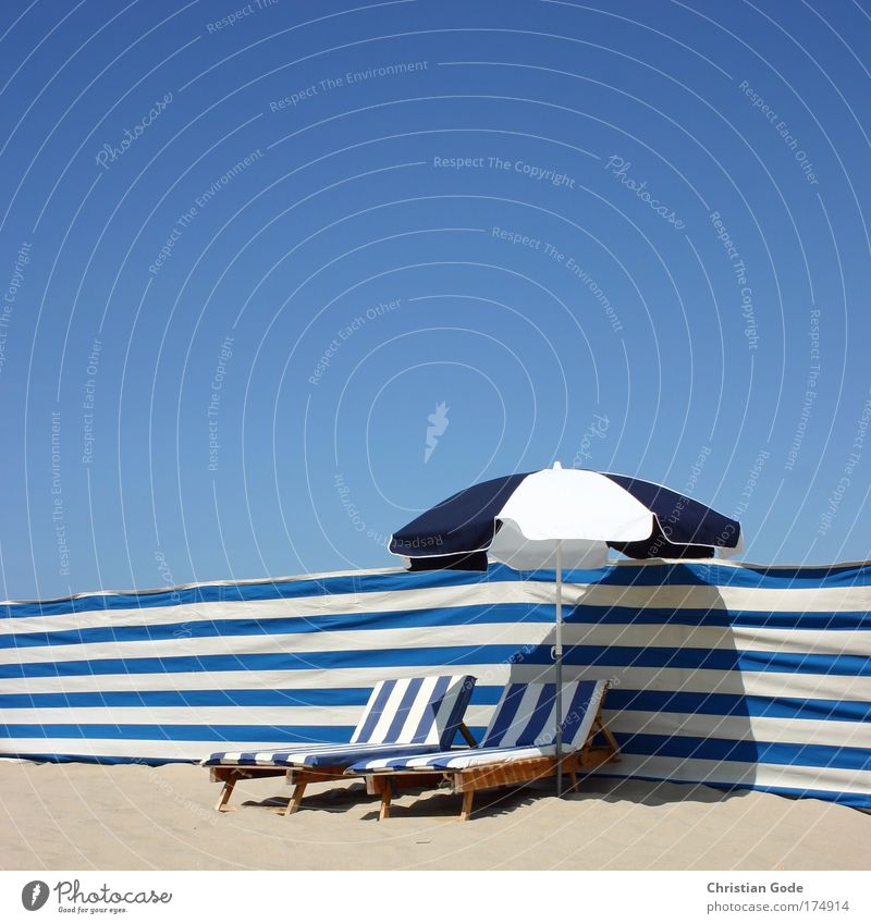 stripes Line Blue Stripe Sunshade Couch Sky Blue sky Beach Beach vacation Bathing place Sunbeam Cozy 2 Couple In pairs White Blue-white Rent De Haan Belgium