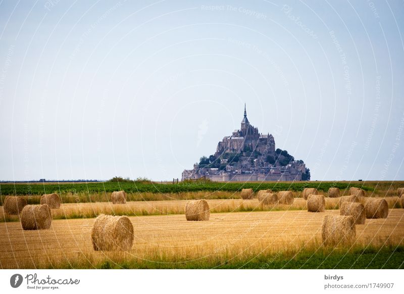 Mont-Saint-Michel at harvest time Vacation & Travel Tourism Far-off places Summer vacation Agriculture Forestry Landscape Cloudless sky Beautiful weather Meadow