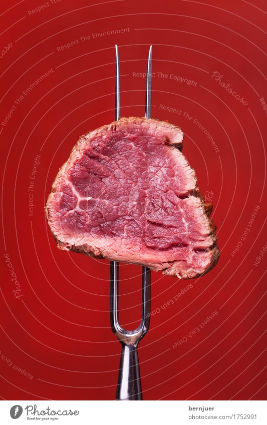 red on red Meat Dinner Fork Media Barbecue (apparatus) Dark Fresh Large Retro Juicy Red Steak Carving fork Beef beef steak boil Background picture Eating Raw