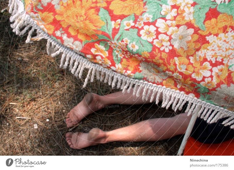 lunch break Summer vacation Human being Man Adults Feet 1 Earth Sunshade Relaxation Lie Vacation & Travel Sleep Dream Hot Multicoloured Contentment