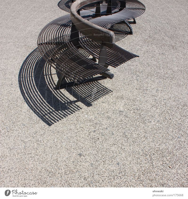seating Subdued colour Deserted Copy Space bottom Shadow Contrast Sunlight San Gimignano Tuscany Italy Small Town Outskirts Stone Concrete Wood Steel Gray Curve