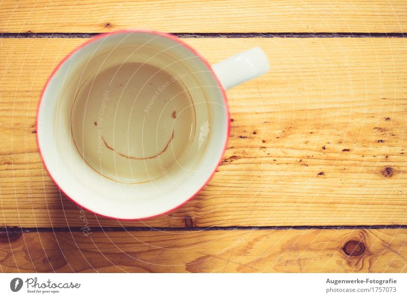 cup Cup Wood Happiness Funny Positive Warmth Brown Yellow Joy Happy Joie de vivre (Vitality) Smiling Grinning Good mood Tea cup Colour photo Interior shot