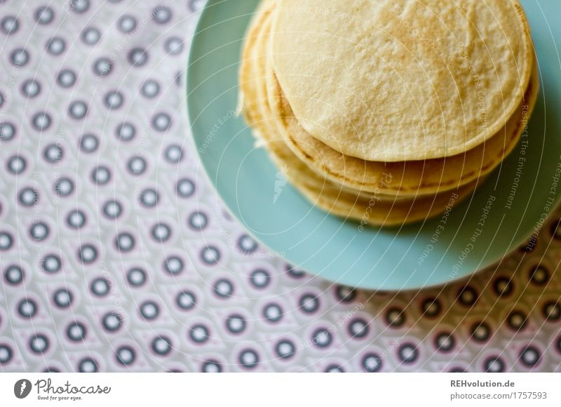 small pancakes Food Candy Pancake Breakfast Lunch Plate Eating To enjoy Delicious Pattern Cloth Tablecloth Colour photo Interior shot Copy Space left Day Blur