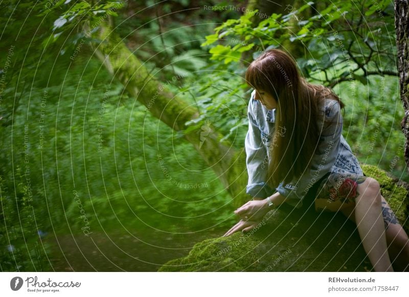 Carina in the quarry. Human being Feminine Young woman Youth (Young adults) 1 18 - 30 years Adults Environment Nature Plant Tree Forest Quarry Rock Tattoo