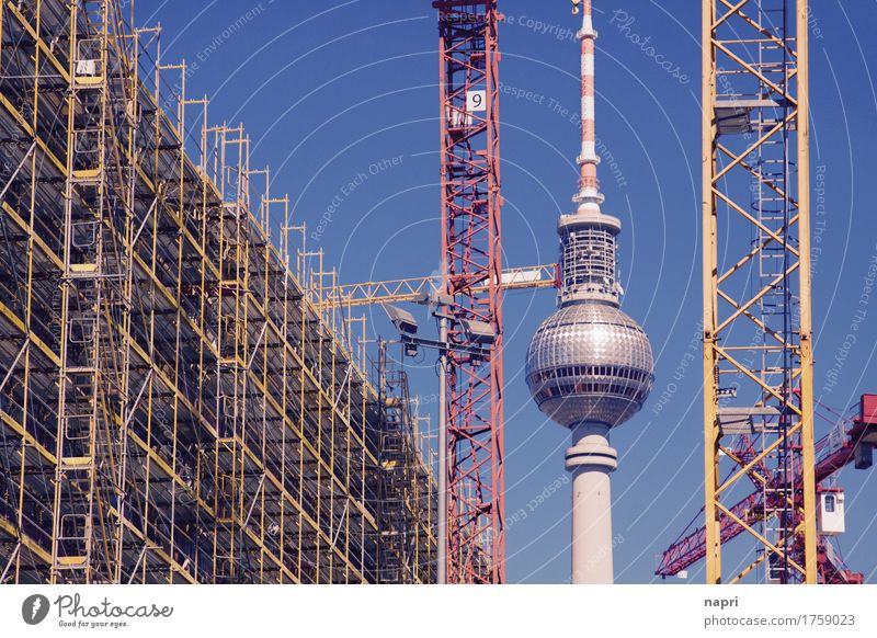 Life is a construction site I Advancement Future Crane Construction crane Berlin Berlin TV Tower Capital city Downtown Tourist Attraction Landmark Build New