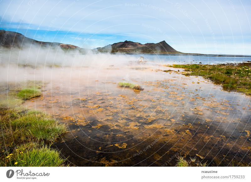 Hot springs next the sea, Snaefellsnes peninsula, Iceland. Relaxation Summer Landscape Warmth Energy Atlantic Ocean Europe Geothermy geothermal fields