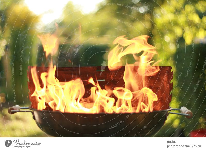 THE FLAMING GRILL Colour photo Multicoloured Exterior shot Close-up Deserted Evening Light Sunlight Deep depth of field Central perspective