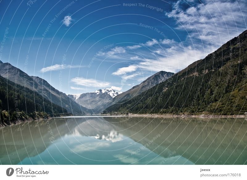 mirror portal Colour photo Copy Space top Copy Space bottom Day Reflection Wide angle Climbing Mountaineering Nature Landscape Water Sky Clouds Lakeside
