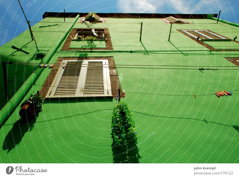 mould-green is the house of oblivion Colour photo Multicoloured Exterior shot Sky pink Sardinia Italy Small Town House (Residential Structure)