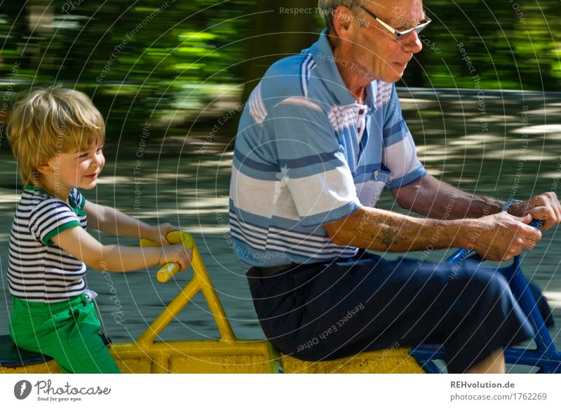 Grandpa with grandchild on the playground Leisure and hobbies Playing Human being Masculine Child Boy (child) Male senior Man Grandfather Infancy Senior citizen