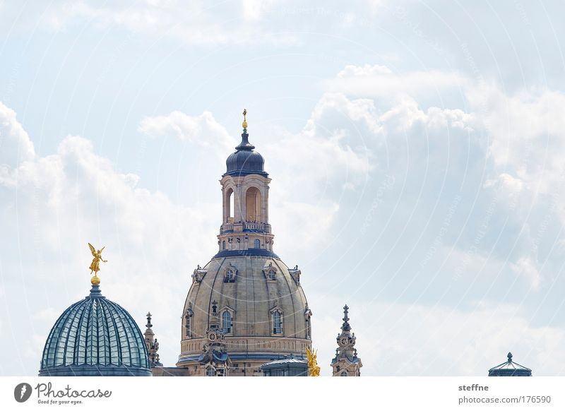 paired Colour photo Exterior shot Deserted Copy Space left Copy Space right Copy Space top Day Deep depth of field Sky Clouds Beautiful weather Dresden Old town