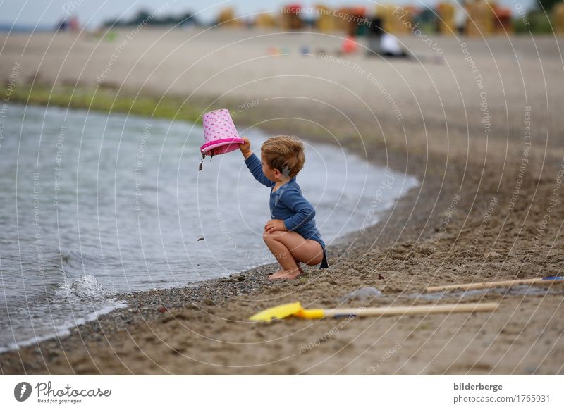 On the beach Happy Playing Vacation & Travel Summer Beach Ocean Child Boy (child) 1 - 3 years Toddler 3 - 8 years Infancy Nature Baltic Sea Playground Build
