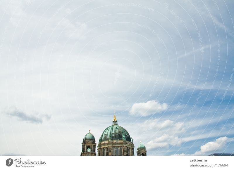 Berlin Cathedral Sky Heaven Summer Vacation & Travel Dome Religion and faith Church Domed roof Hohenzollern Clouds Copy Space