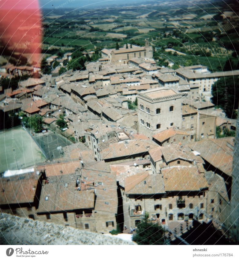 San Gimignano Colour photo Exterior shot Holga Day Sunlight Bird's-eye view Vacation & Travel Tourism Trip Far-off places Freedom Sightseeing City trip Summer