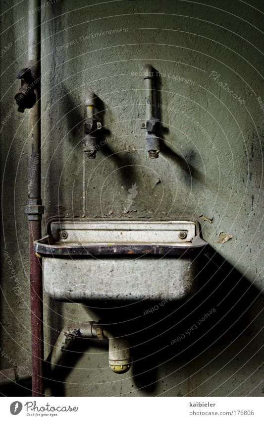 I long for overwhelming sanitary luxury... Colour photo Subdued colour Interior shot Deserted Shadow Wall (barrier) Wall (building) Sink Sanitary facilities Tap