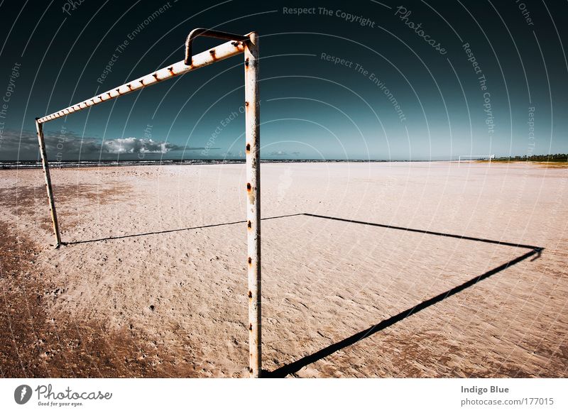 Goal Colour photo Exterior shot Deserted Morning Light Shadow Sunlight Central perspective Panorama (View) Vacation & Travel Summer Beach Ocean Sports